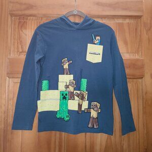 5/$30 Mojang Studios Blue Hooded Minecraft Long Sleeve Shirt